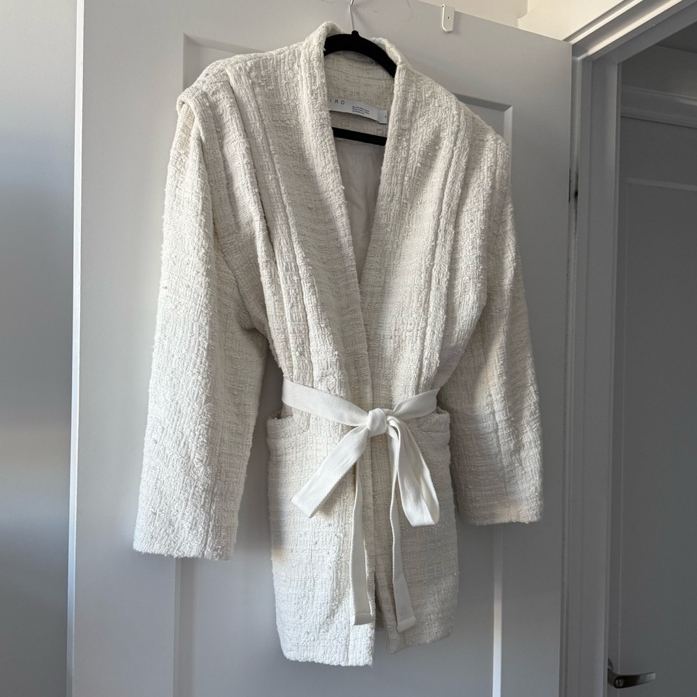 IRO Paris cream cotton tweed boucle belted Ankyl jacket - size FR 36 (US 6) - Picture 4 of 12